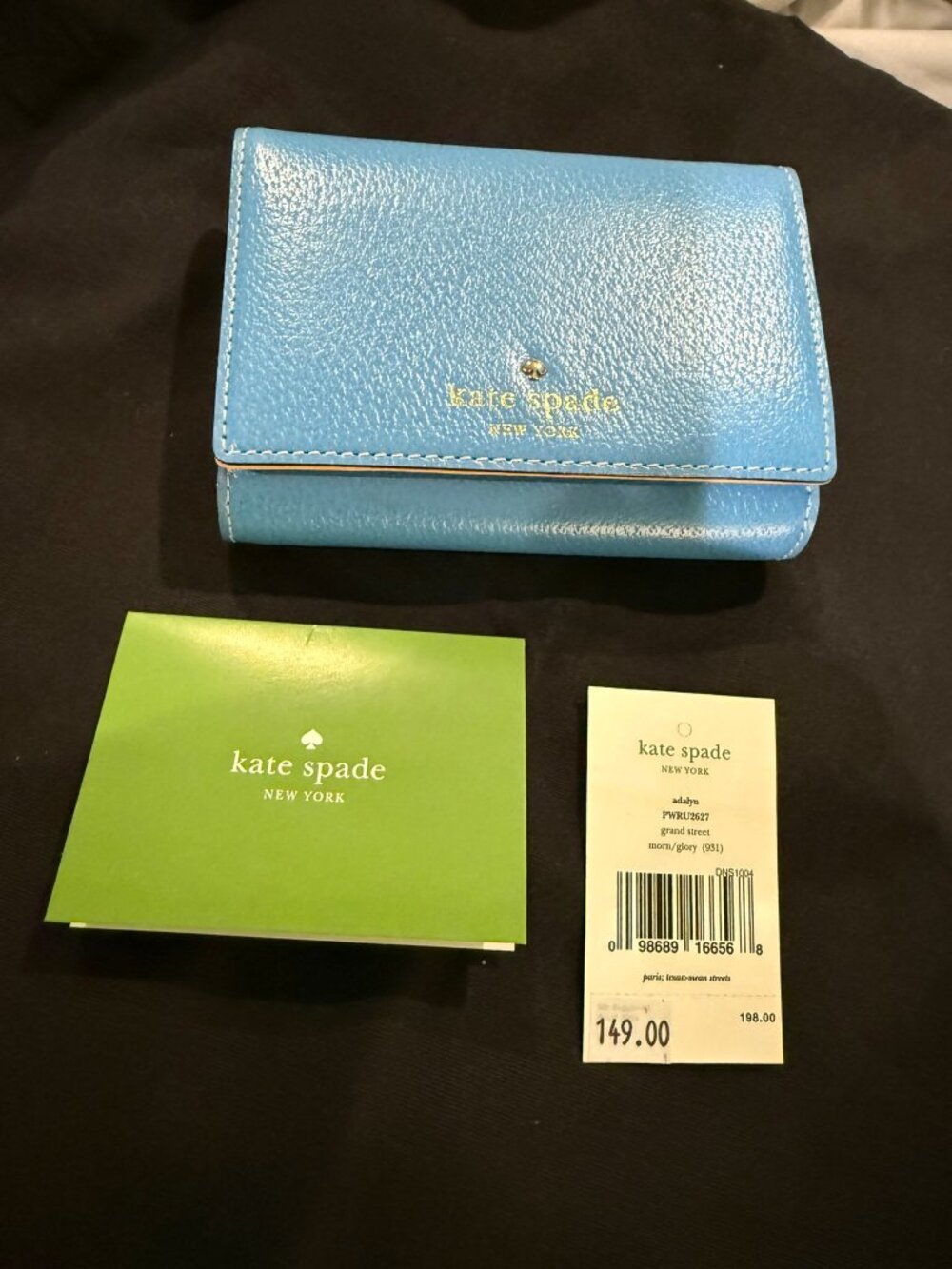 NWT Kate Spade Blue Tri-Fold Wallet With Coin Purse